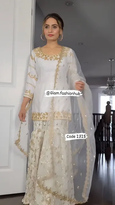 Designer white sharara FD&7899 uploaded by Fatema Fashion on 5/2/2023