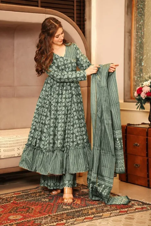 ♥️ PRESENTING NEW DESIGNER  PRINTED ANARKALI GOWN ♥️ LC&1039 uploaded by Fatema Fashion on 5/2/2023