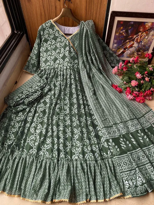 ♥️ PRESENTING NEW DESIGNER  PRINTED ANARKALI GOWN ♥️ LC&1039 uploaded by Fatema Fashion on 5/2/2023