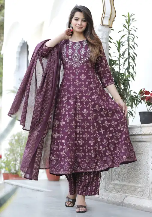 M to XXL, Reyon kurti with pant and dupatta uploaded by Online Ladies Dresses on 5/3/2023