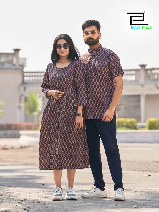 *Blue hills presents*
*Trendy couple*
Same matching exclusive printed shirt and kurti pattern.

Shir uploaded by Aanvi fab on 5/3/2023