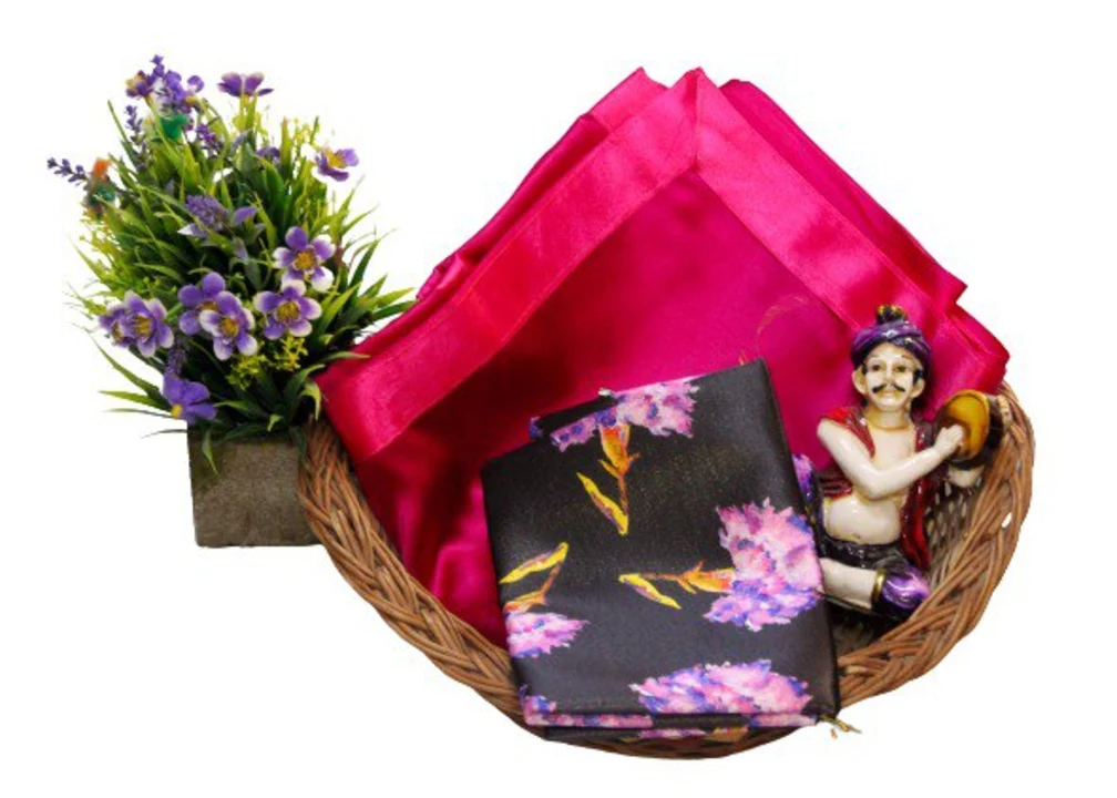 Japan Satin Saree With Beautiful flower printed Blouse  uploaded by Ishita Enterprise on 5/3/2023