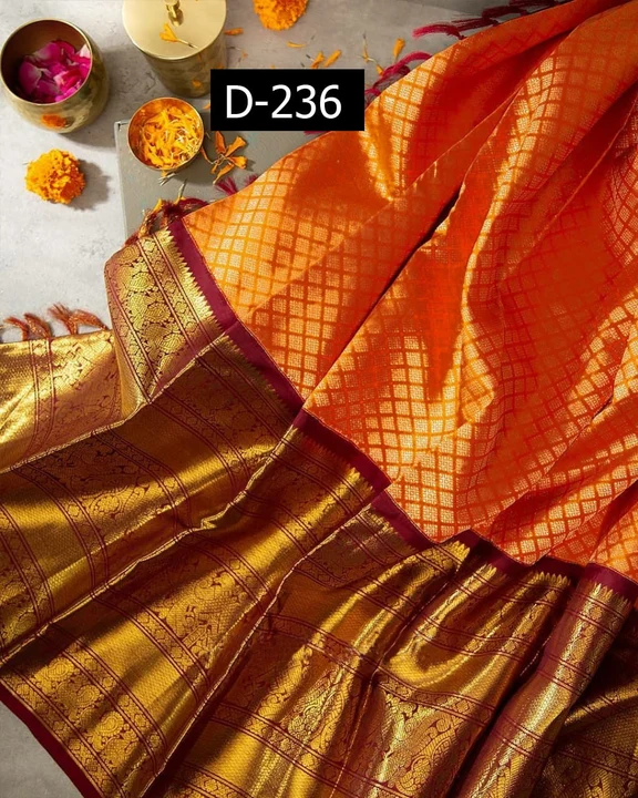 Kanchipuram silk saree with blouse piece Saree  uploaded by Ishita Enterprise on 5/3/2023