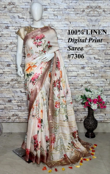 Pure Linen saree  uploaded by business on 5/3/2023