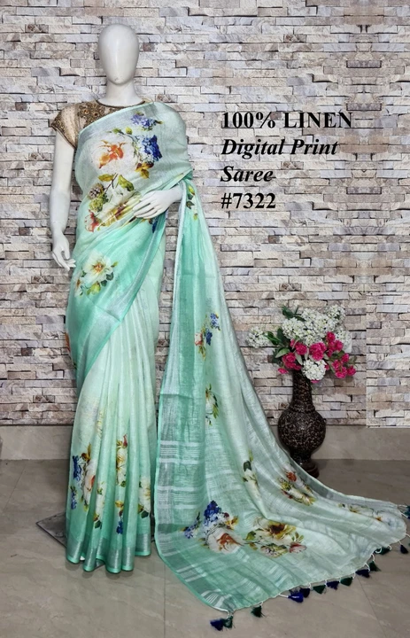 Pure Linen saree  uploaded by Victoria taj handloom on 5/3/2023