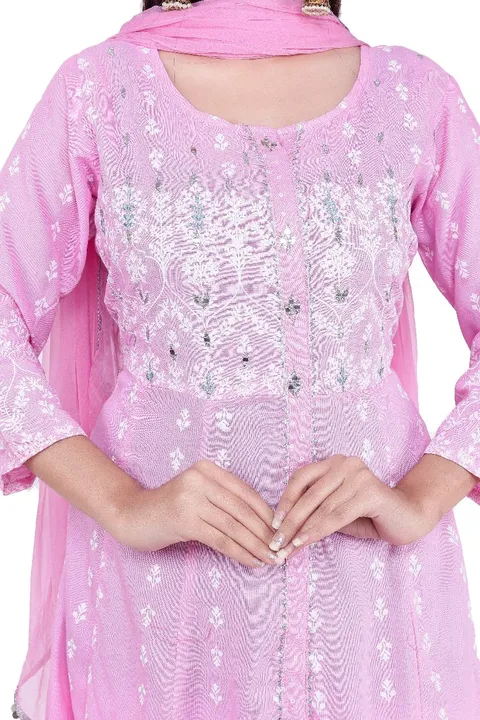 anarkali baby pink kurta dupatta set  uploaded by Chirag Enterprises on 5/3/2023