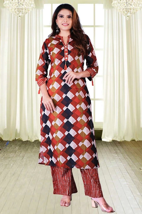 Multi colour Printed designer Cotton kurta set uploaded by V B Sons on 5/3/2023