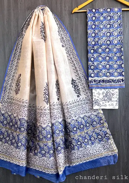Chanderi Silk Suit With Dupatta uploaded by Print Factory Bagru on 5/3/2023