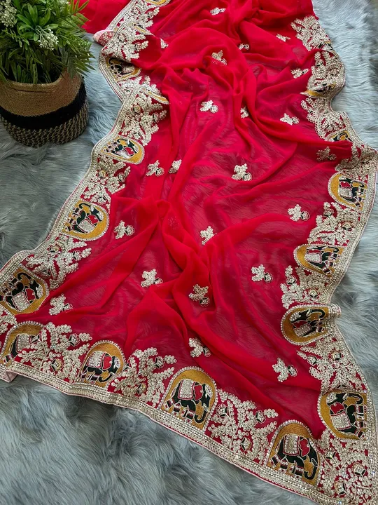 Post image FRESH ARRIVAL ❤️

Pure Georgette red colour saree with heavy coding and embroidery 🪡 work with real zarkhan diamond work all over with piping and full work blouse

Price - 2350/-

*Free shipping all India*

For order  WhatsApp 9131469520