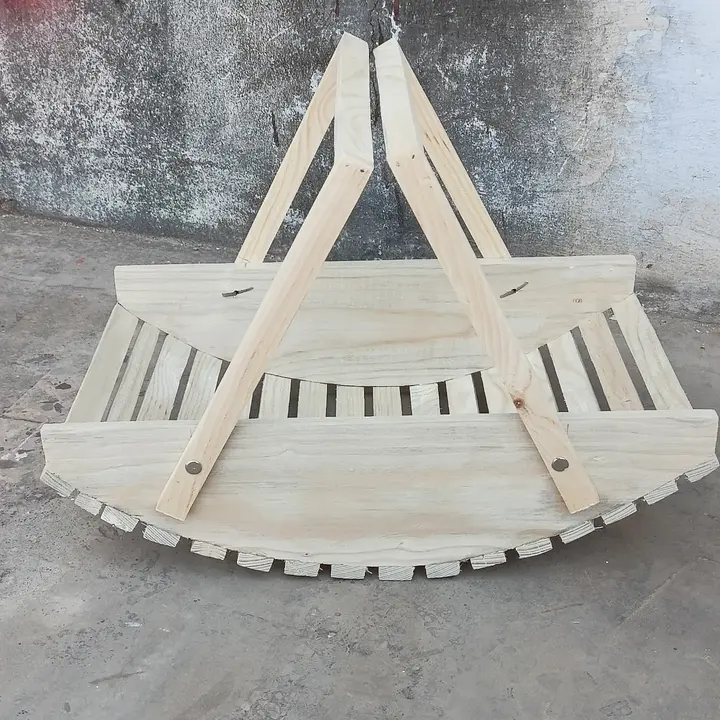 Half round shape pine wood basket  uploaded by Shree sai wooden craft on 5/3/2023