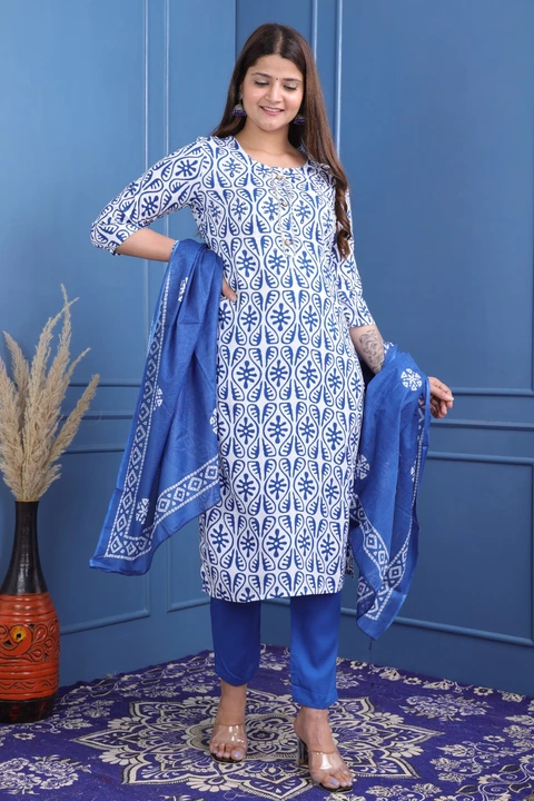 M to XXL, jaipur printed kurti with pant dupatta reyon sulv fabric*
*Paired with and cotton duppatta uploaded by Online Ladies Dresses on 5/3/2023