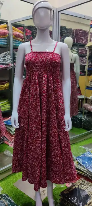 M to XXL, Beautiful Heavy Reyon Fabric Printed Gown Consite work/ Bobin Elastic* 💃 uploaded by Online Ladies Dresses on 5/3/2023