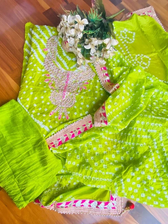 🥰🥰😍🥰 *New Launched*😍🥰😍

*Bandhej silk suits with hand goota Patti work with gotta border on d uploaded by Gotapatti manufacturer on 5/4/2023