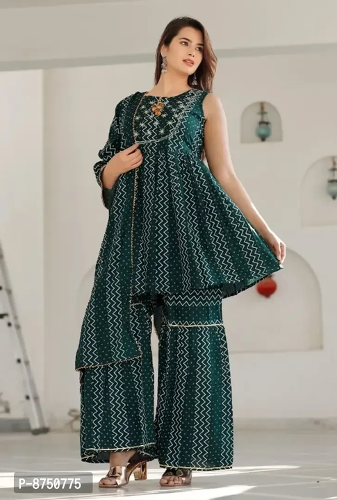 Embroidery Printed Sharara Set With Stall uploaded by wholsale market on 5/4/2023