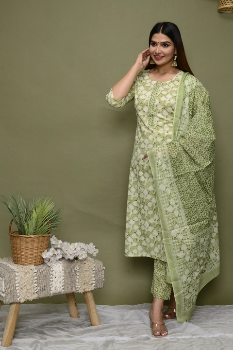 Cotton printed suit with cotton dupatta  uploaded by Tvarita exim on 5/4/2023