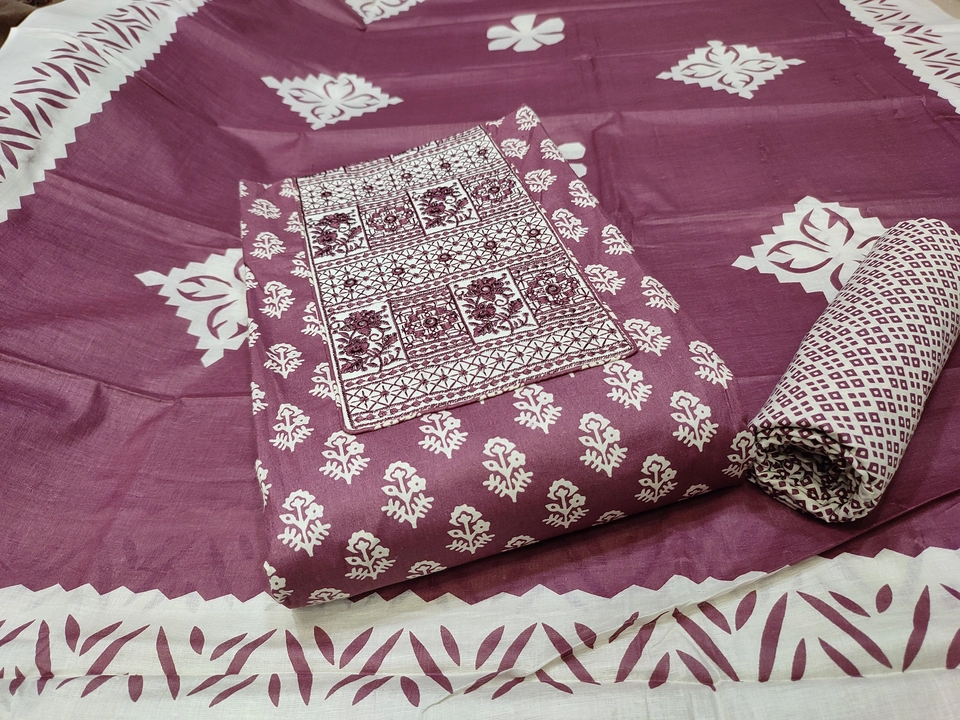 Pure cotton print with embroidery work dress material  uploaded by Anisa fashion  on 5/4/2023