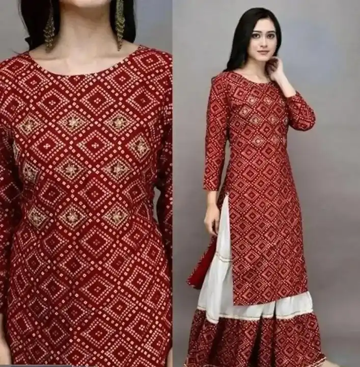 Stunning Red Cotton Printed Kurta with Cotton Skirt For Women uploaded by SLYKAA FASHION  on 5/4/2023