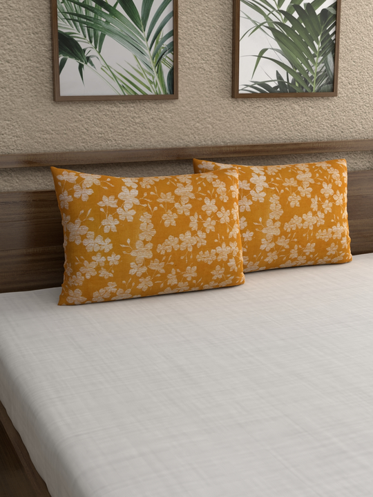 Mustard Yellow Printed Pillow Covers uploaded by Esskay International on 5/4/2023