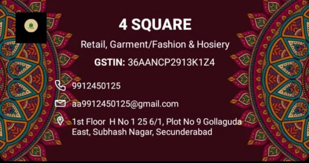 Visiting card store images of 4 square