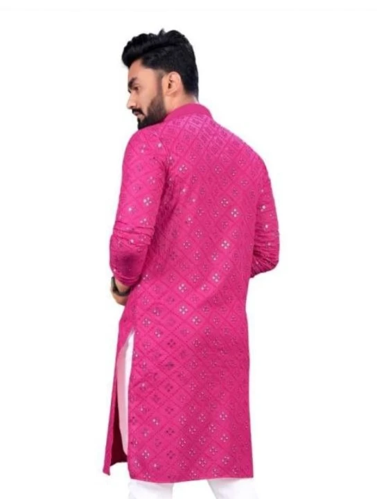 Pink mens kurta (9mm sequence work with embrodary ) uploaded by Granthi enterprise on 5/4/2023
