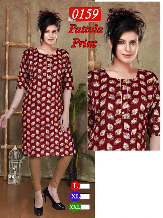 HEAVY Reyon Kurti Pattola Print uploaded by IN TIME CREATION  on 5/30/2024