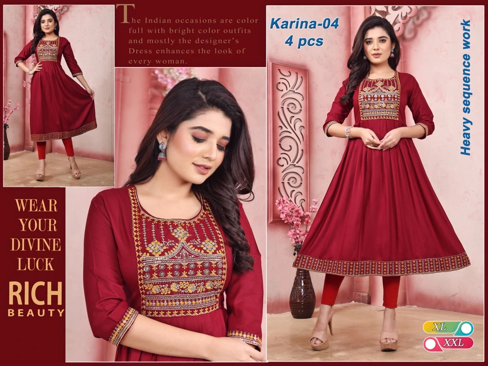 REYON EMBROIDERY KURTI uploaded by KHUSHI TRENDS on 5/4/2023