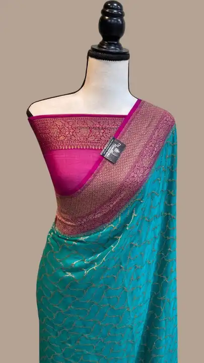 Banarasi daeyble semi jorjet silk saree  uploaded by Zainab fashion on 5/4/2023