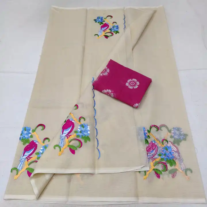 Kota doria embroidery work saree uploaded by Ansari Handloom on 5/4/2023