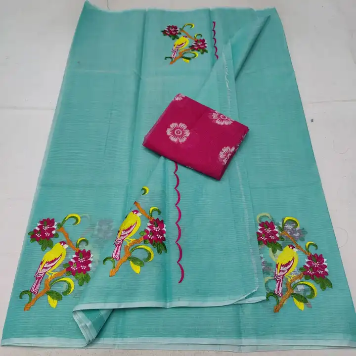 Kota doria embroidery work saree uploaded by Ansari Handloom on 5/4/2023