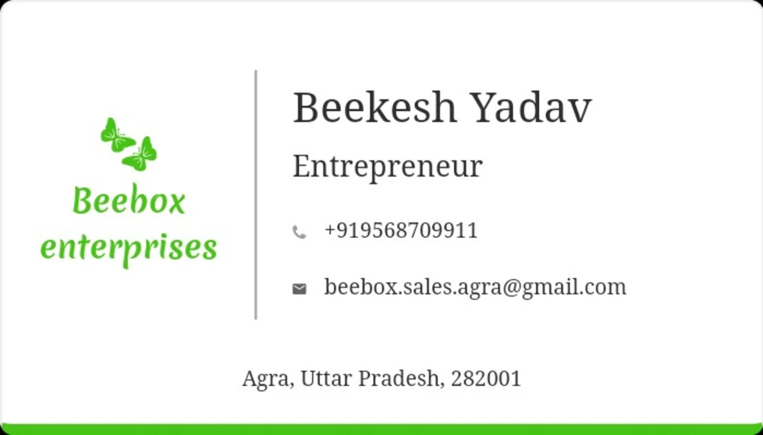 Visiting card store images of Beebox