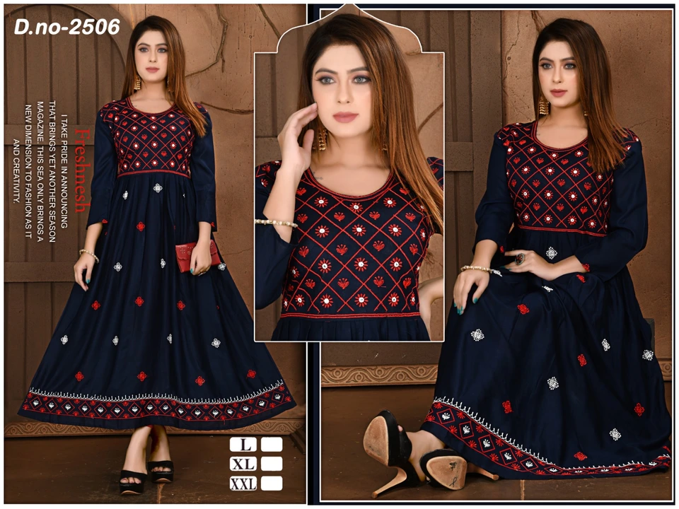 Post image I want 50+ pieces of Kurta set at a total order value of 25000. I am looking for Embroidery work with rich look 
Fabric- cotton,  silk,  maslin,  . Please send me price if you have this available.