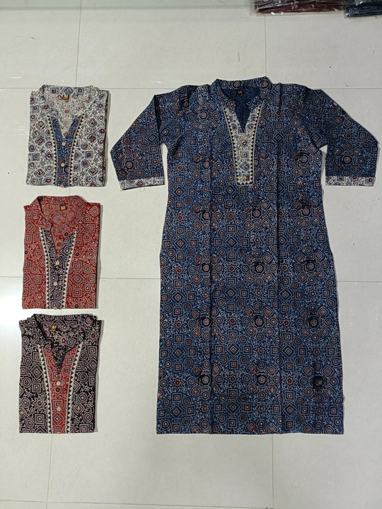 Cotton Ajrakh block print natural Kurti  uploaded by business on 5/5/2023