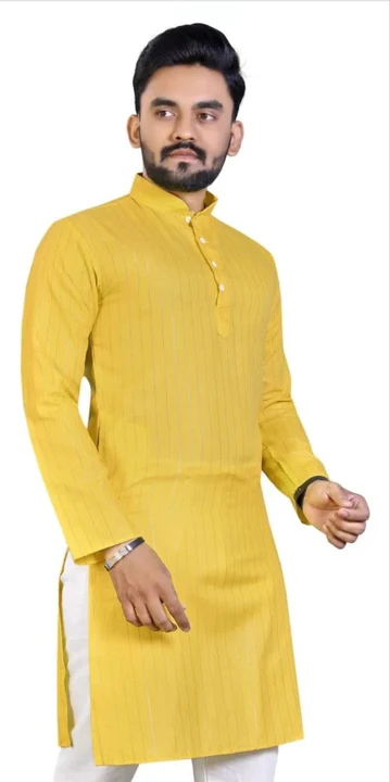 Yellow zari linning kurta uploaded by Granthi enterprise on 5/5/2023