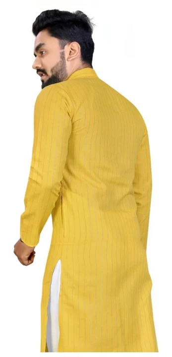 Yellow zari linning kurta uploaded by Granthi enterprise on 5/5/2023