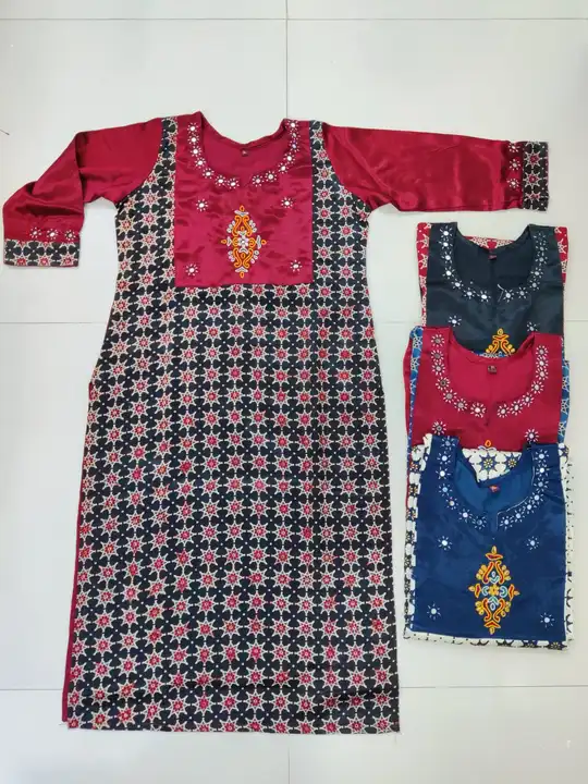 Mashru silk printed plain designer ahir embroidery kurti uploaded by Parampara on 5/29/2024