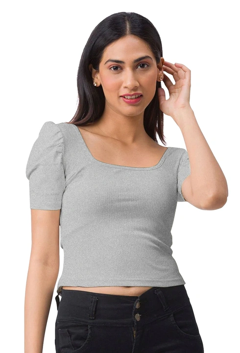 Athletic Classic Women's Puff-sleeved Ribbed Crop Top uploaded by Amarratva Knitwears Private limited on 5/5/2023