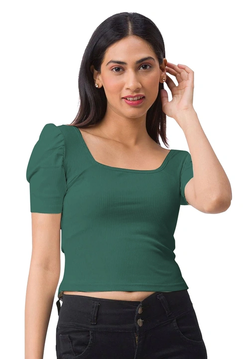 Athletic Classic Women's Puff-sleeved Ribbed Crop Top uploaded by Amarratva Knitwears Private limited on 5/5/2023