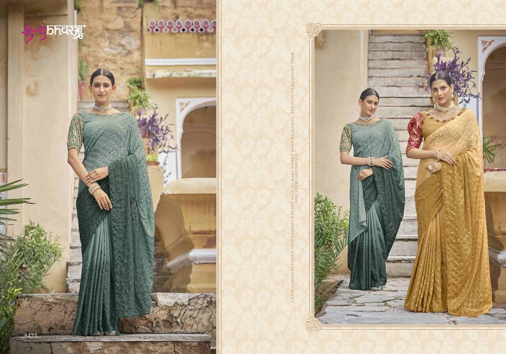 *COCKTAIL VOL. 2*

*New Exclusive Embroidered Saree Collection*

*RATE LIST*

*5421:  1500/-*
*5422: uploaded by Aanvi fab on 5/5/2023