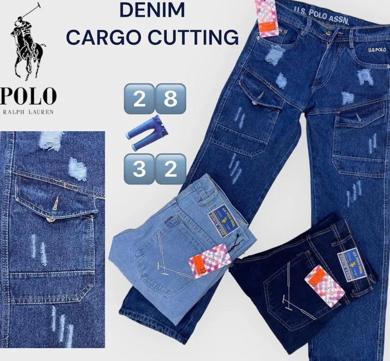 Denim cargo cutting jeans  uploaded by Gurudev collection on 5/28/2024