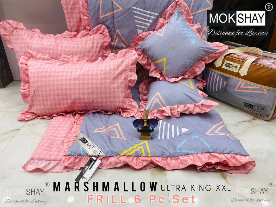 ✨ *MARSHMALLOW 6PC*
  *ULTRA KING XXL SIZE FRILL 6PC COMFORTER SET*  🧳👑

*FRILL SERIES*  uploaded by LOVE KUSH ENTERPRISES on 5/5/2023