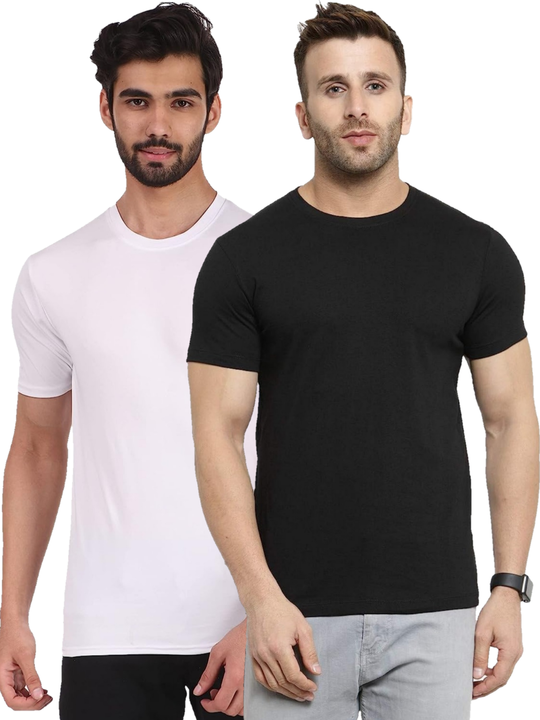 Round neck t shirt 2 pcs combo for man (Black & White) uploaded by business on 5/5/2023