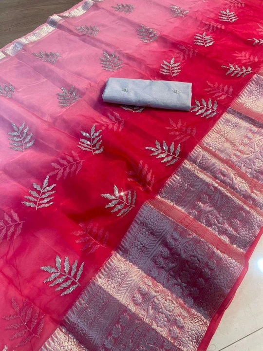 Kanchipuram Orgenza jacquard Multi Embroidery 
Full Worked Saree With Raw Silk Squence Work Blouse ! uploaded by Ayesha tax on 5/5/2023