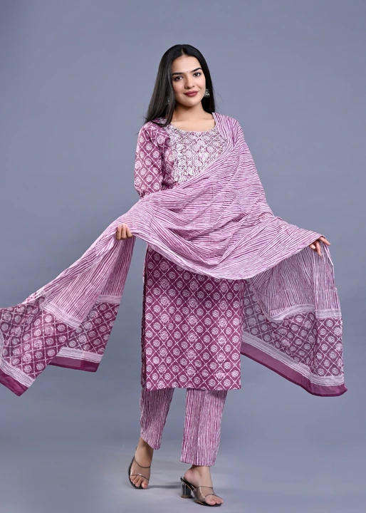 Pure cotton kurtie set with pant and dupatta  uploaded by Unique Creation on 5/5/2023