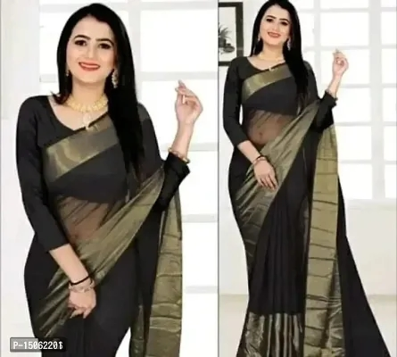 Chiffon Copper Zari Border Sarees with Blouse Piece uploaded by wholsale market on 5/5/2023