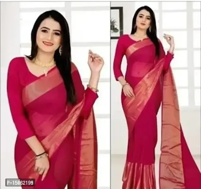 Chiffon Copper Zari Border Sarees with Blouse Piece uploaded by wholsale market on 5/5/2023