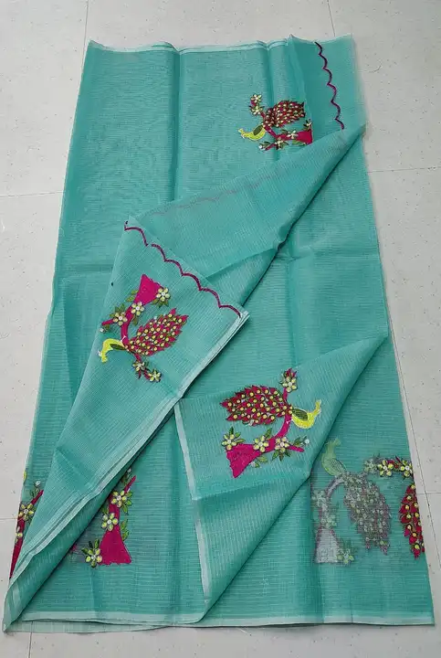 Kota doria embroidery work saree  uploaded by Ansari Handloom on 5/5/2023