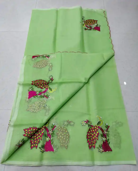Kota doria embroidery work saree  uploaded by Ansari Handloom on 5/5/2023