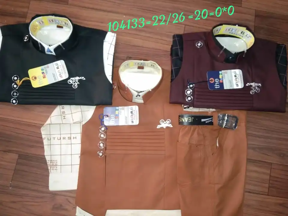 Three pics very cool product his small children age 1 to 8,9 year ready products size 0 to 20, 22/26 uploaded by Bhushan garments on 5/5/2023