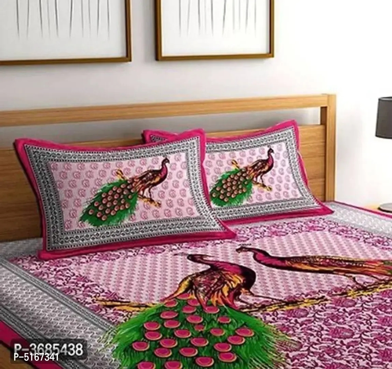 Jaipur Cotton Printed Double Bed Sheet With 2 Pillow Covers uploaded by Smart Store on 5/5/2023