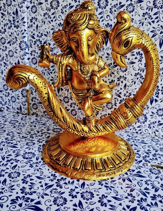 Lord Ganesh playing with Damru on peacock moon Shape uploaded by RR TRADING COMPANY on 3/8/2021